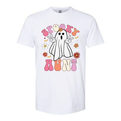 Spooky Aunt Floral Ghost Hippie Halloween Spooky Family Softstyle CVC T-Shirt