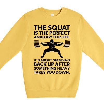 Squat Analogy For Life Gym Motivational Great Gift Premium Crewneck Sweatshirt