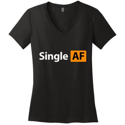 Single Af Funny Porn Addiction Women's V-Neck T-Shirt