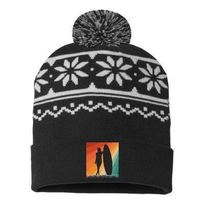 Surfer Art For Women Surf Board Water Surfing Surfer USA-Made Snowflake Beanie