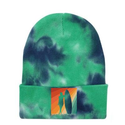 Surfer Art For Women Surf Board Water Surfing Surfer Tie Dye 12in Knit Beanie