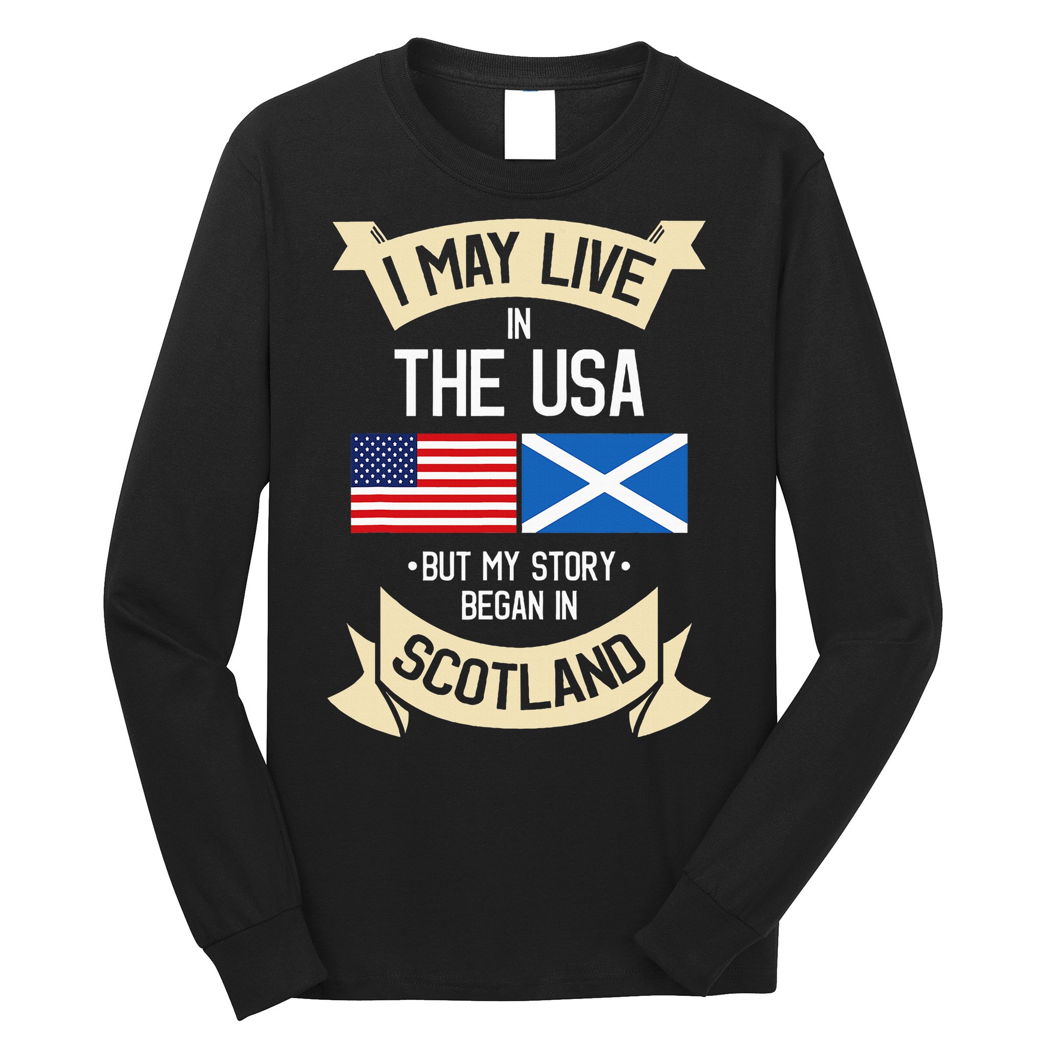Scotland American Flag Usa Scottish Roots Gifts Long Sleeve Shirt