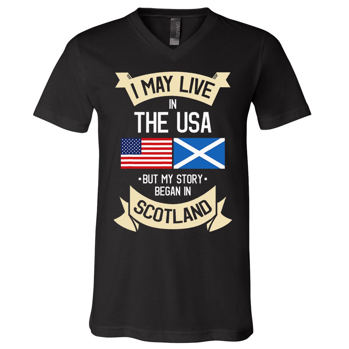 Scotland American Flag Usa Scottish Roots Gifts V-Neck T-Shirt