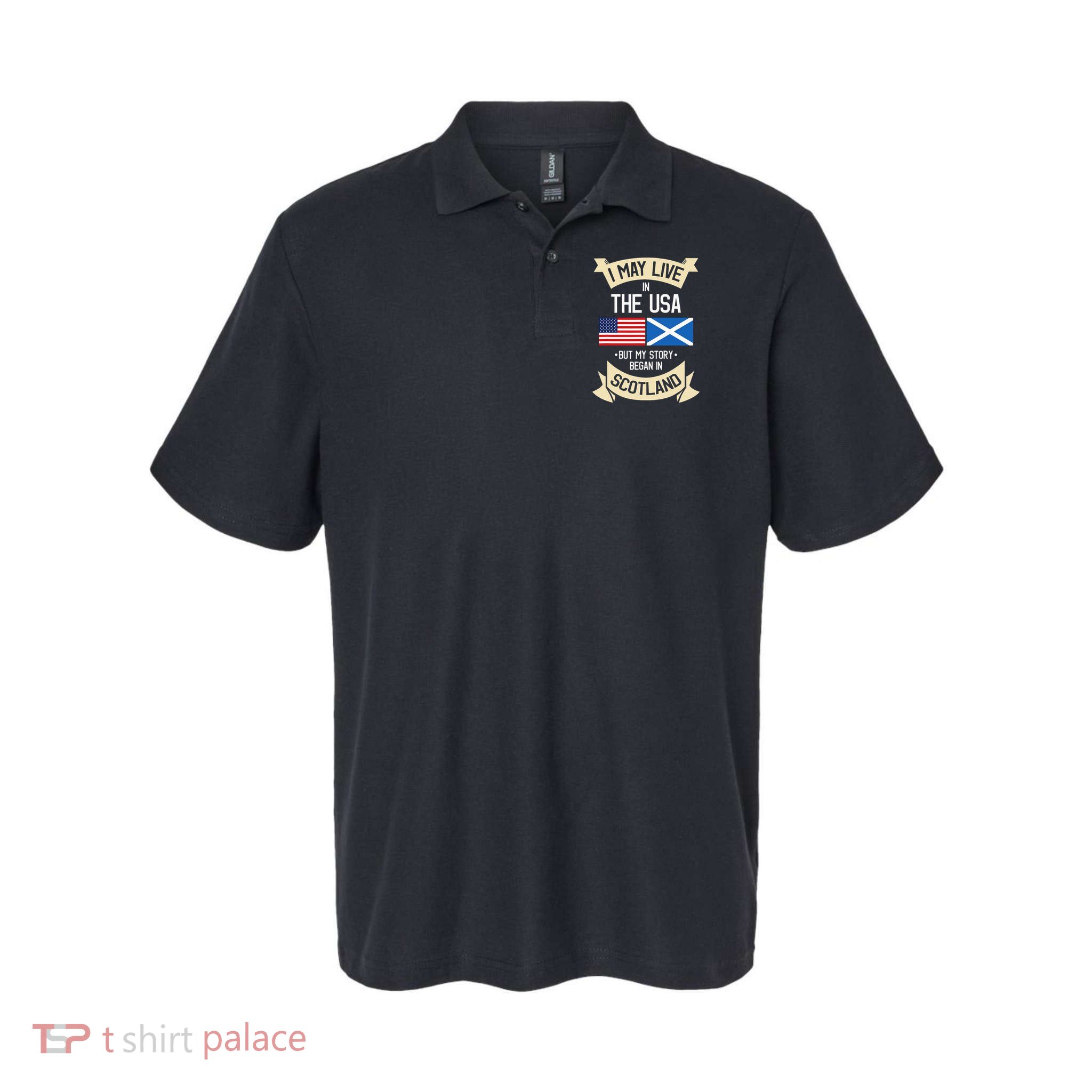 Scotland American Flag Usa Scottish Roots Gifts Polo