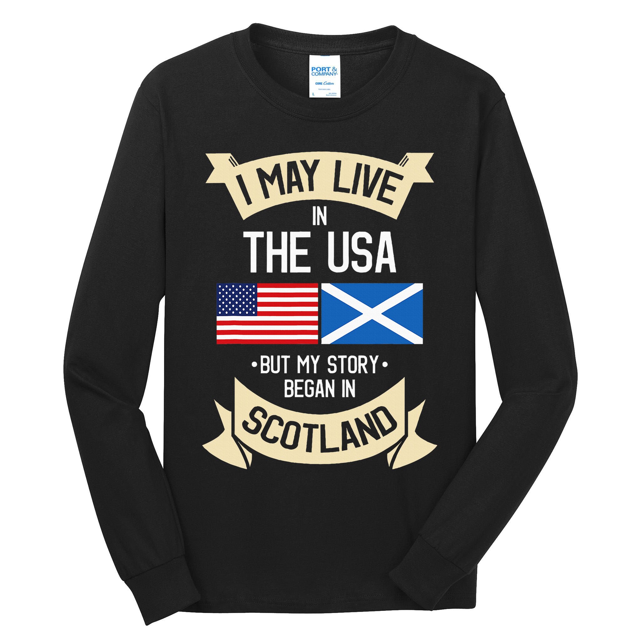 Scotland American Flag Usa Scottish Roots Gifts Tall Long Sleeve T-Shirt