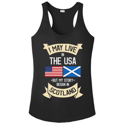 Scotland American Flag Usa Scottish Roots Gifts Ladies PosiCharge Competitor Racerback Tank