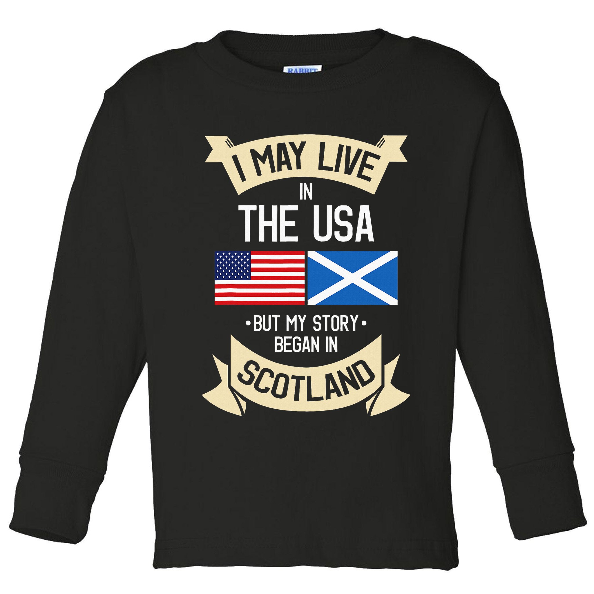 Scotland American Flag Usa Scottish Roots Gifts Toddler Long Sleeve Shirt