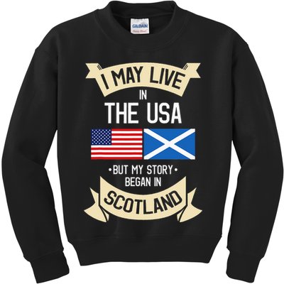 Scotland American Flag Usa Scottish Roots Gifts Kids Sweatshirt