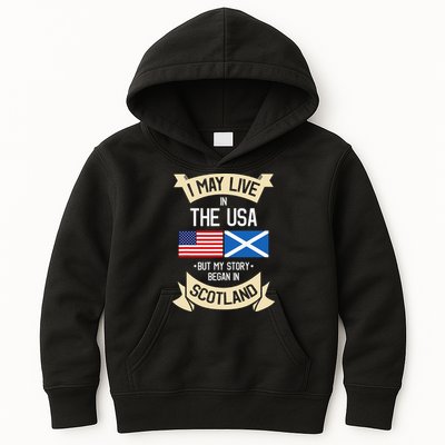 Scotland American Flag Usa Scottish Roots Gifts Kids Hoodie