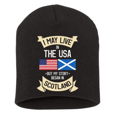 Scotland American Flag Usa Scottish Roots Gifts Short Acrylic Beanie