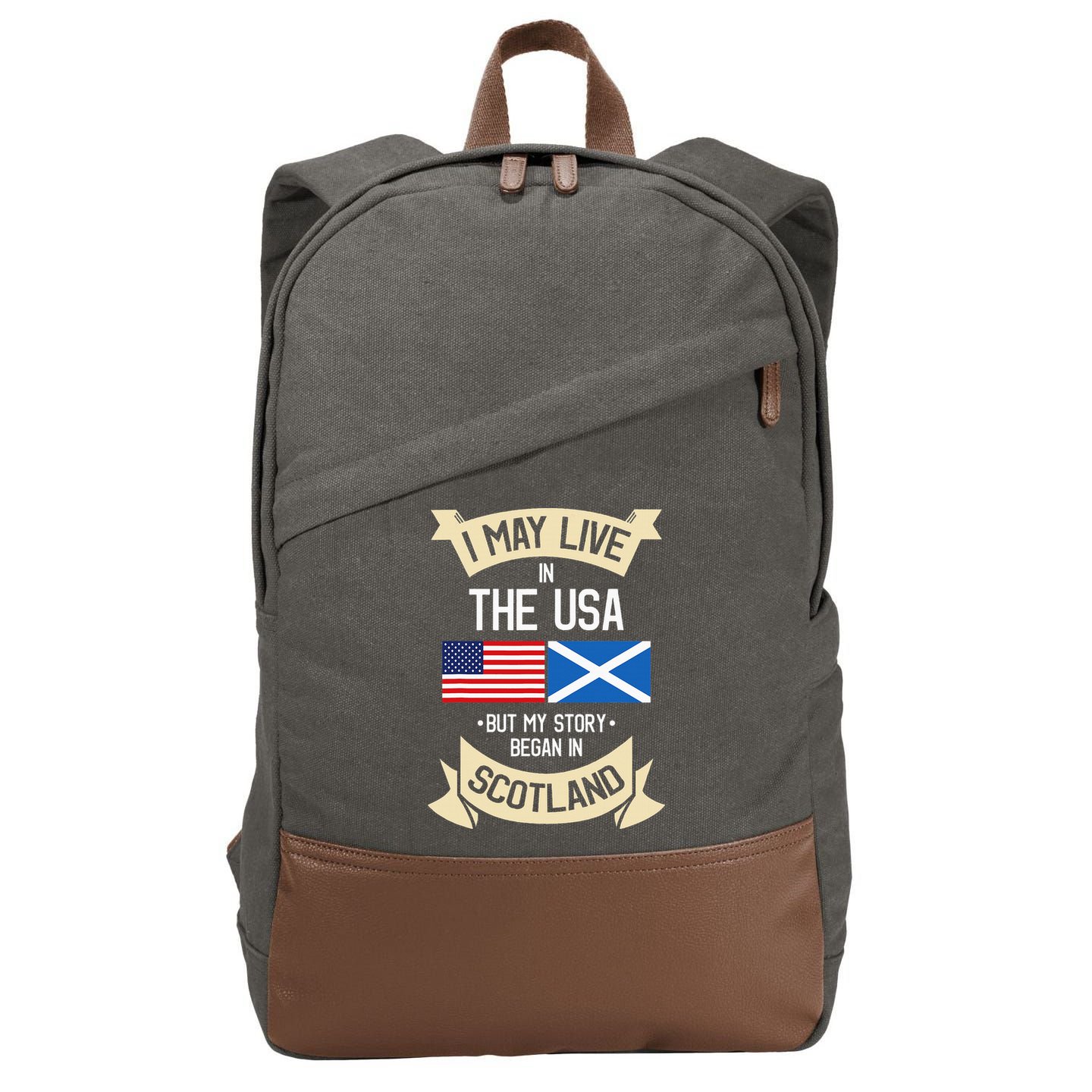 Scotland American Flag Usa Scottish Roots Gifts Cotton Canvas Backpack