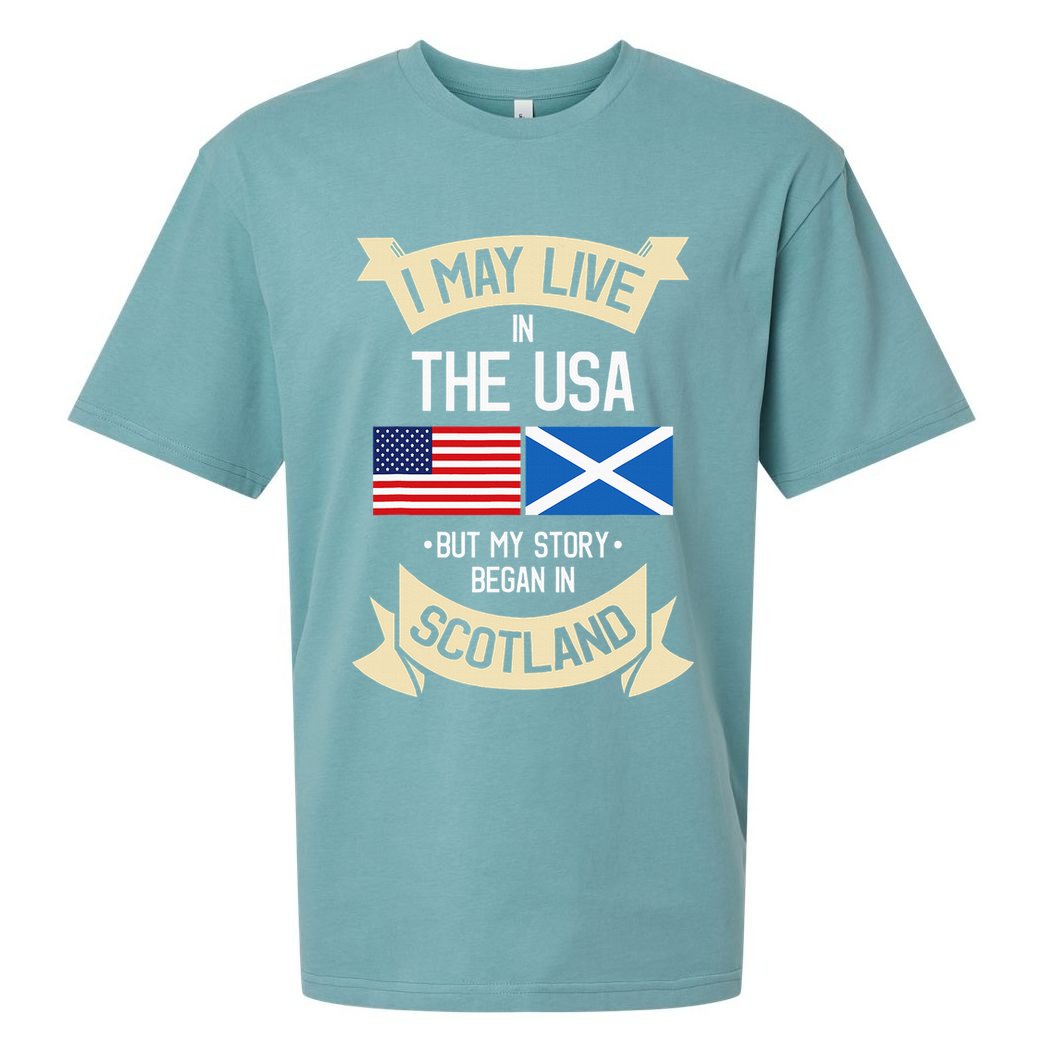 Scotland American Flag Usa Scottish Roots Gifts Sueded Cloud Jersey T-Shirt