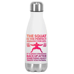 Squat Analogy For Life Gym Motivational Great Gift Stainless Steel Insulated Water Bottle