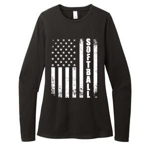 Softball American Flag Usa Sport Patriotic Softball Player Great Gift Womens CVC Long Sleeve Shirt