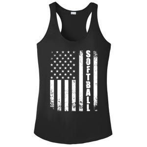 Softball American Flag Usa Sport Patriotic Softball Player Great Gift Ladies PosiCharge Competitor Racerback Tank