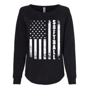 Softball American Flag Usa Sport Patriotic Softball Player Great Gift Womens California Wash Sweatshirt