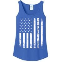 Softball American Flag Usa Sport Patriotic Softball Player Great Gift Ladies Essential Tank