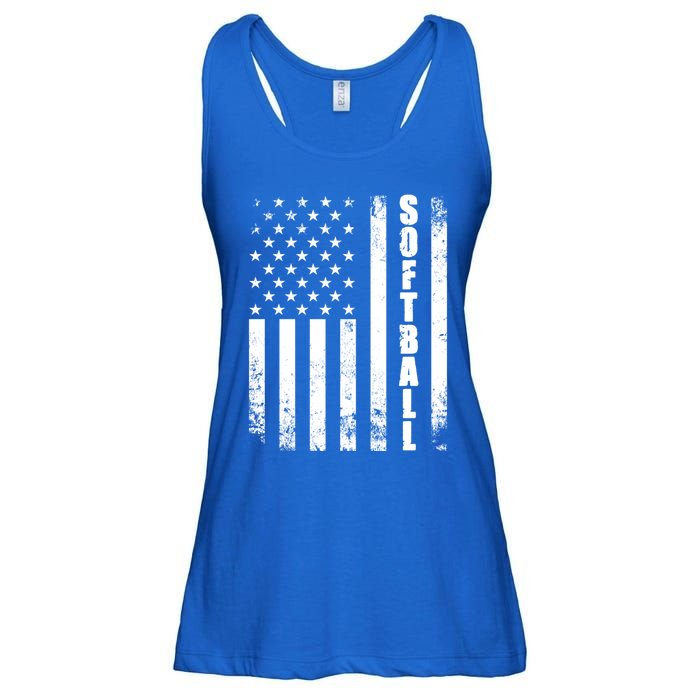 Softball American Flag Usa Sport Patriotic Softball Player Great Gift Ladies Essential Flowy Tank