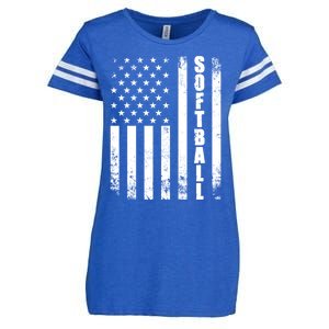 Softball American Flag Usa Sport Patriotic Softball Player Great Gift Enza Ladies Jersey Football T-Shirt