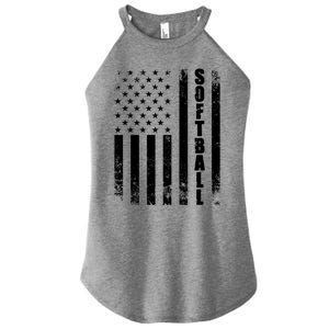 Softball American Flag Usa Sport Patriotic Softball Player Great Gift Women's Perfect Tri Rocker Tank