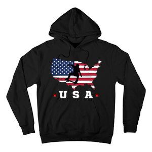 Skateboader American Flag Usa Patriotic Sports American Skateboarding Skater Hoodie