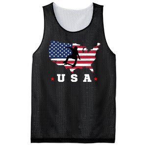 Skateboader American Flag Usa Patriotic Sports American Skateboarding Skater Mesh Reversible Basketball Jersey Tank