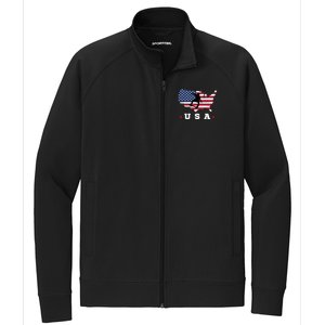 Skateboader American Flag Usa Patriotic Sports American Skateboarding Skater Stretch Full-Zip Cadet Jacket