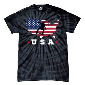 Skateboader American Flag Usa Patriotic Sports American Skateboarding Skater Tie-Dye T-Shirt