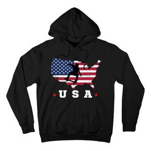 Skateboader American Flag Usa Patriotic Sports American Skateboarding Skater Tall Hoodie