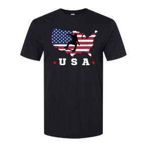 Skateboader American Flag Usa Patriotic Sports American Skateboarding Skater Softstyle CVC T-Shirt