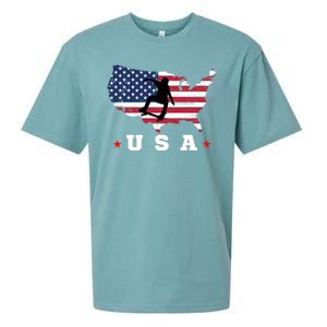 Skateboader American Flag Usa Patriotic Sports American Skateboarding Skater Sueded Cloud Jersey T-Shirt