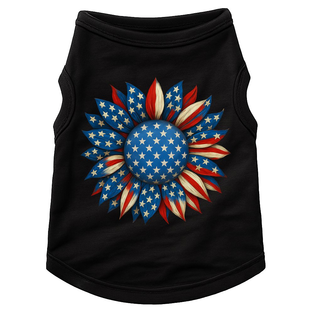 Sunflower American Flag 4th Of July Women Merica USA  Doggie Tank