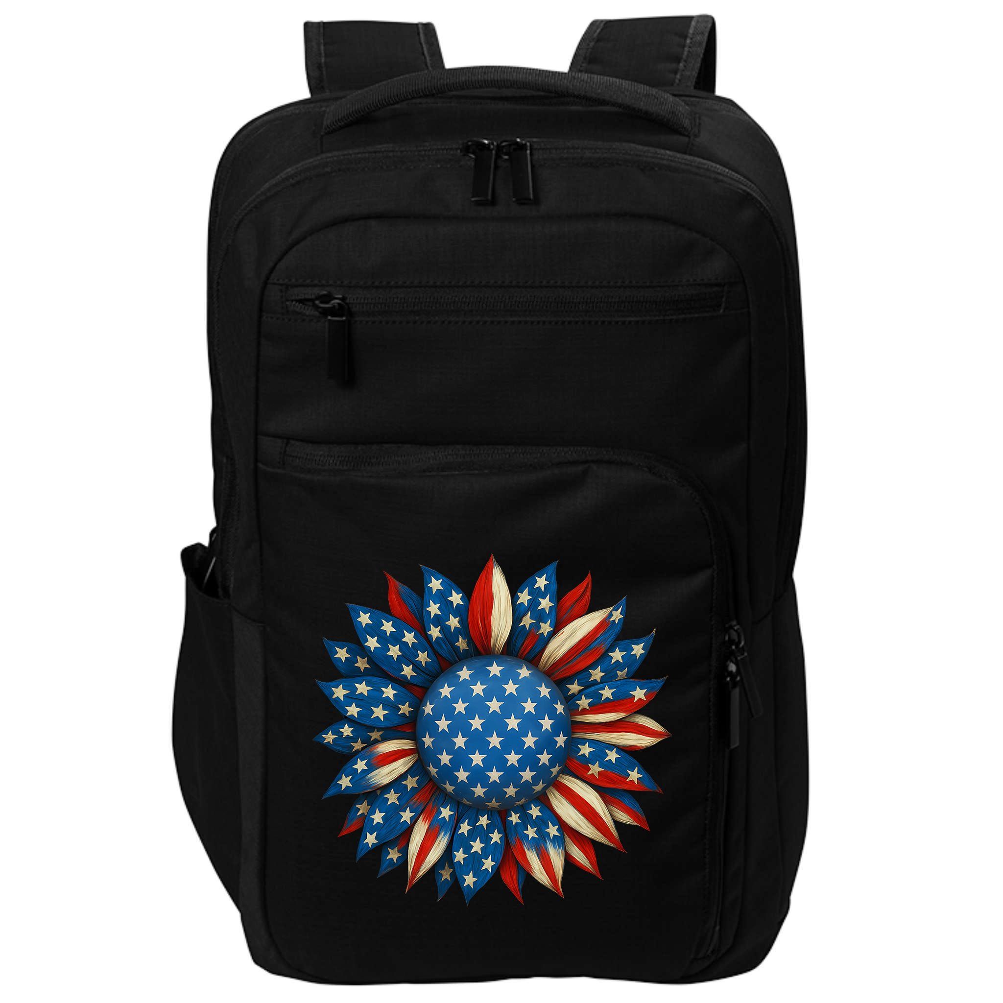 Sunflower American Flag 4th Of July Women Merica USA  Impact Tech Backpack
