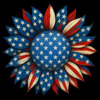 Sunflower American Flag 4th Of July Women Merica USA  Flat Bill Trucker Hat