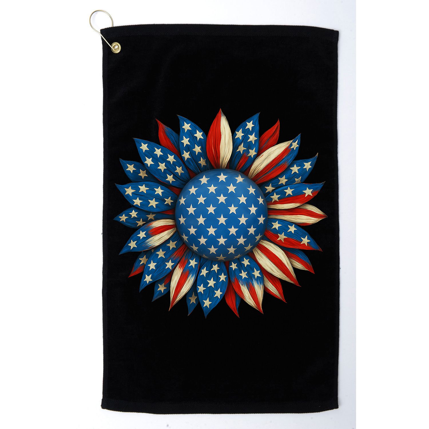 Sunflower American Flag 4th Of July Women Merica USA  Golf Towel