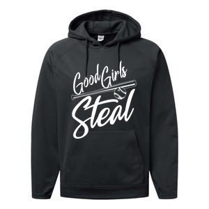 Softball Art For Women Good Steal Baseball Pitcher Performance Fleece Hoodie