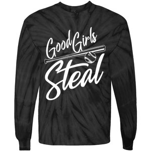 Softball Art For Women Good Steal Baseball Pitcher Tie-Dye Long Sleeve Shirt