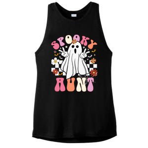 Spooky Aunt Floral Ghost Hippie Halloween Spooky Family Ladies PosiCharge Tri-Blend Wicking Tank