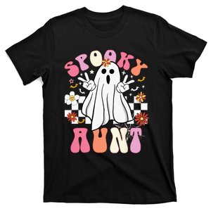 Spooky Aunt Floral Ghost Hippie Halloween Spooky Family T-Shirt