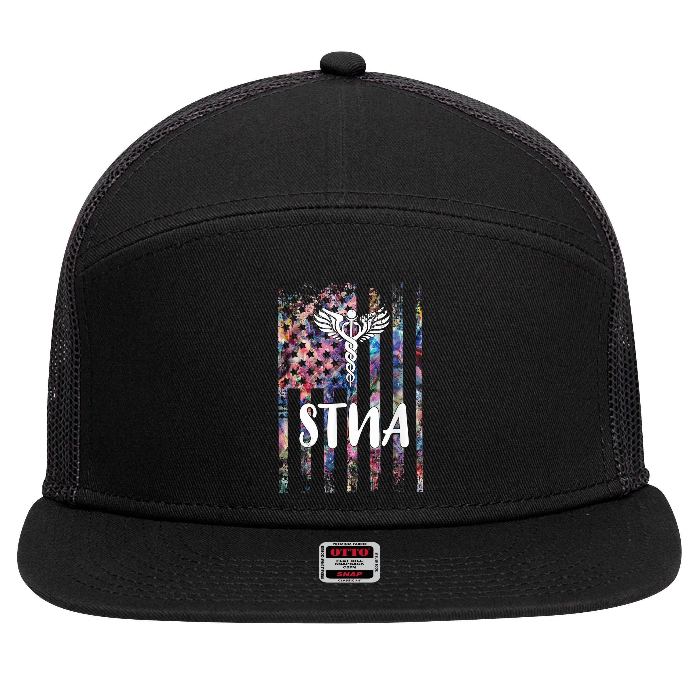 STNA American Flag 7 Panel Mesh Trucker Snapback Hat
