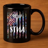 STNA American Flag 11oz C Handle Ceramic Mug
