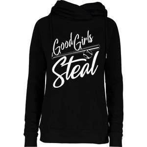 Softball Art For Women Good Steal Baseball Pitcher Womens Funnel Neck Pullover Hood