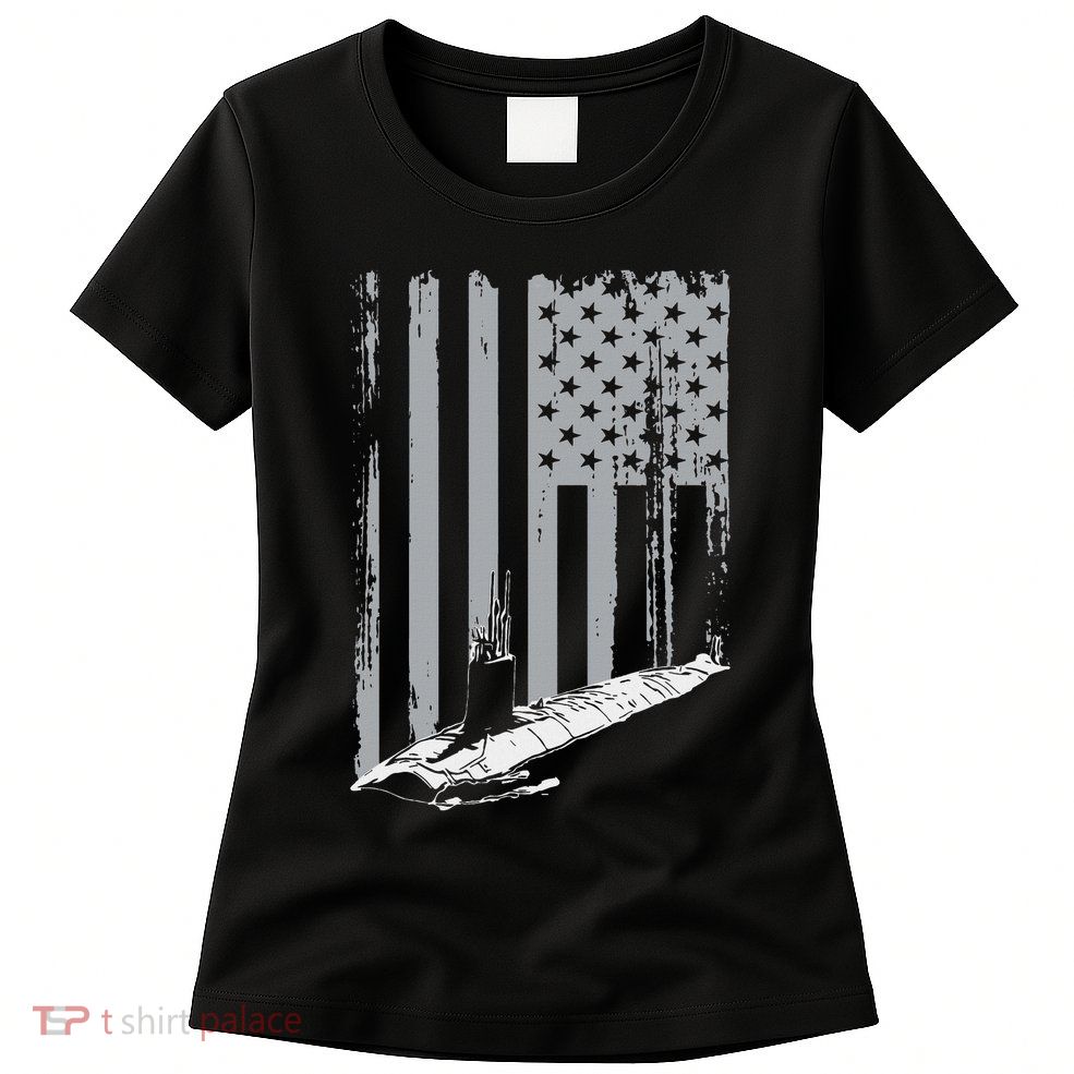 Submariner American Flag Patriotic Submarine Veteran Grandpa Women's T-Shirt