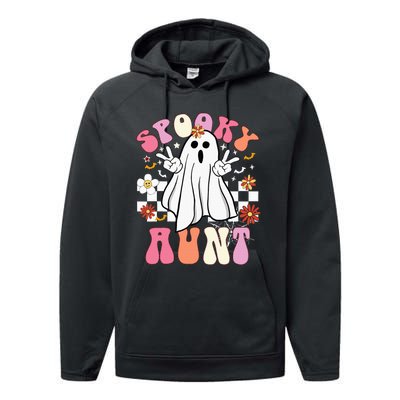 Spooky Aunt Floral Ghost Hippie Halloween Spooky Family Performance Fleece Hoodie