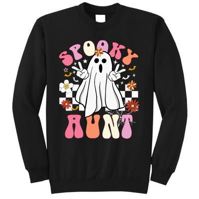 Spooky Aunt Floral Ghost Hippie Halloween Spooky Family Sweatshirt