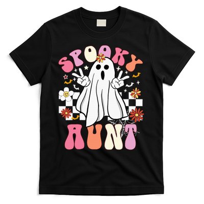 Spooky Aunt Floral Ghost Hippie Halloween Spooky Family T-Shirt