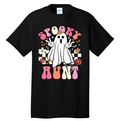 Spooky Aunt Floral Ghost Hippie Halloween Spooky Family Tall T-Shirt