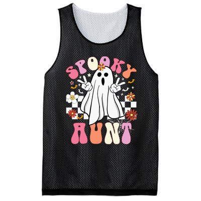 Spooky Aunt Floral Ghost Hippie Halloween Spooky Family Mesh Reversible Basketball Jersey Tank