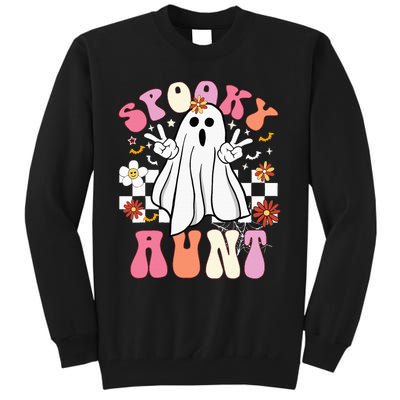 Spooky Aunt Floral Ghost Hippie Halloween Spooky Family Tall Sweatshirt