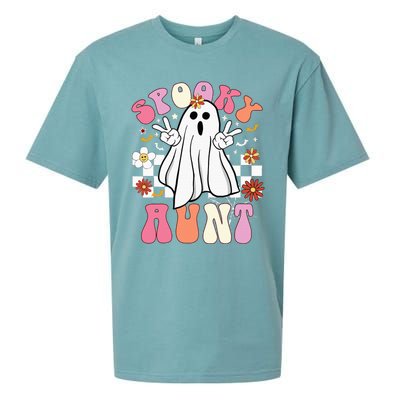 Spooky Aunt Floral Ghost Hippie Halloween Spooky Family Sueded Cloud Jersey T-Shirt